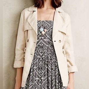 Sanctuary Anthropologie 100% Linen Utility Trench Coat Size Large
